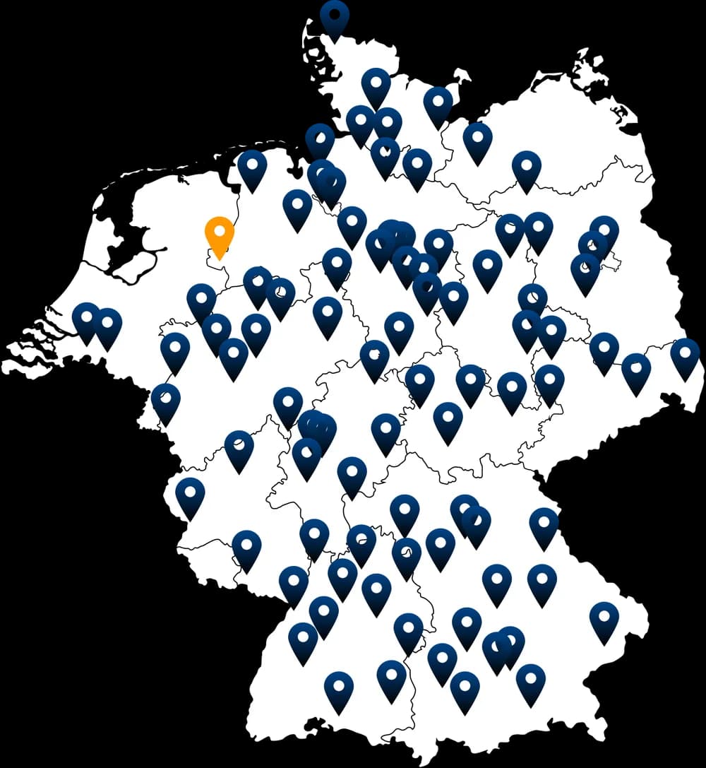 Liefergebiet von wir-vermieten.de: Grafschaft Bentheim, Emsland und die Niederlande